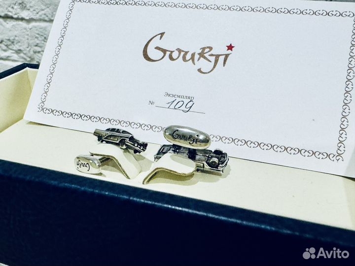 Запонки Серебро 925, Рубины Gourji Чайка