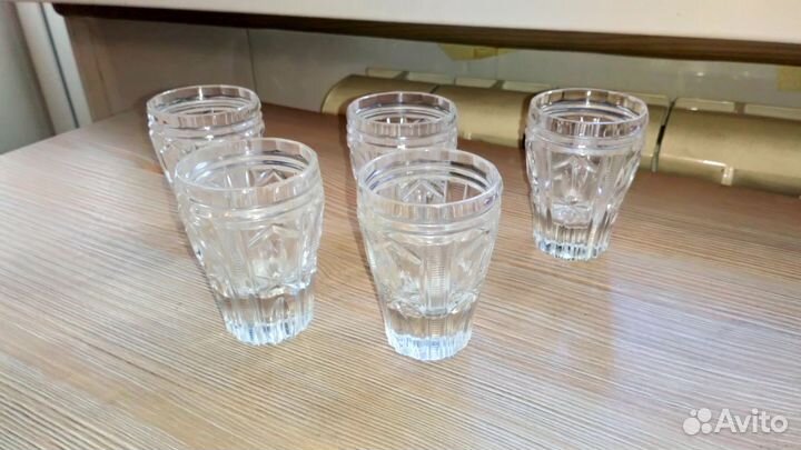 Бокалы, стаканы стекло, набор стопок металл