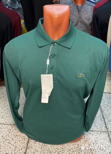 Поло lacoste длинный рукав.Размеры 48,50,52,54,56