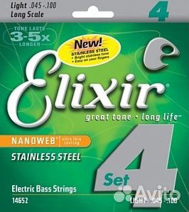 Струны для Бас гитары 45-100 Elixir 14652 Stainles