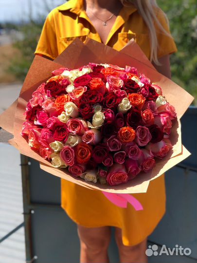 101 роза с бесплатной доставкой