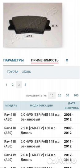 Тормозные колодки Rav4 III