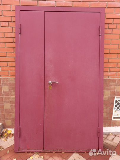 Дверь входная железная двухстворчатая