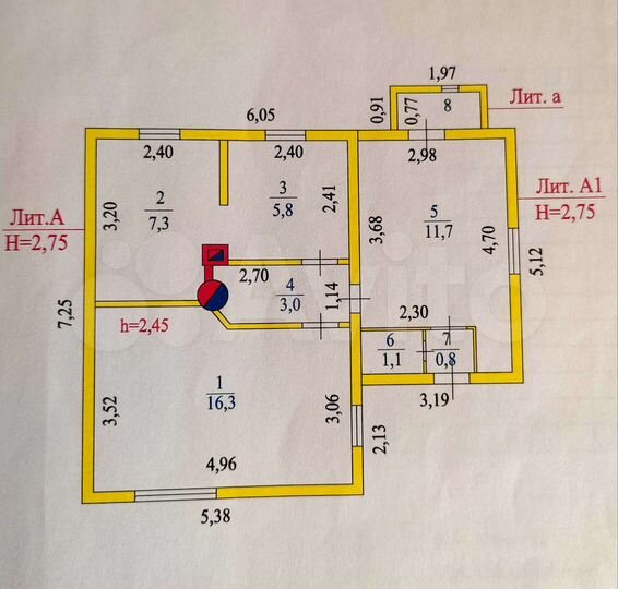 Дом 44,3 м² на участке 12,5 сот.