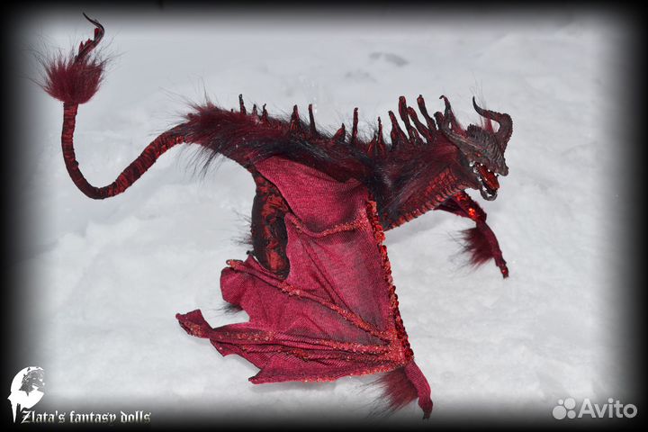 Красный дракон подвижная мягкая скульптура, кукла