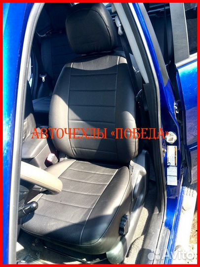 Чехлы Toyota Rav4 2 из экокожи чёрные Классика