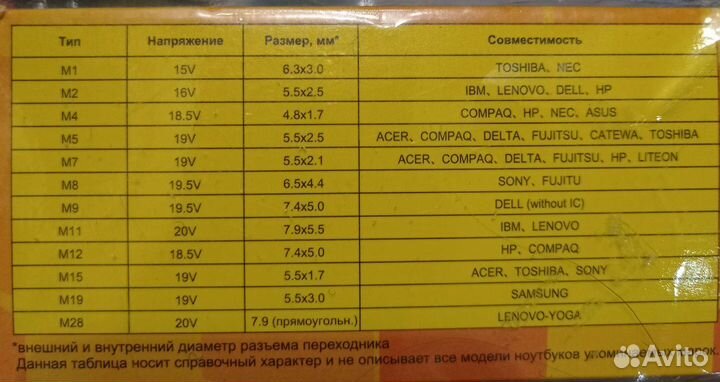 Переходник для зарядки ноутбука