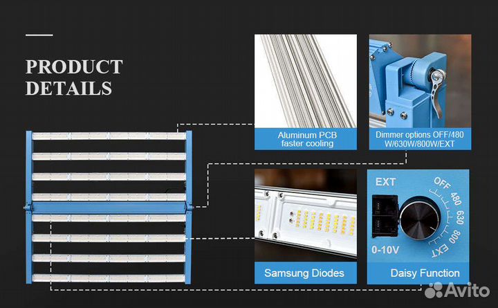 Фитосветильник 630w Foldable led GS 6500