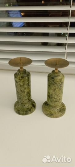 Подсвечники из змеевика высота 10 см