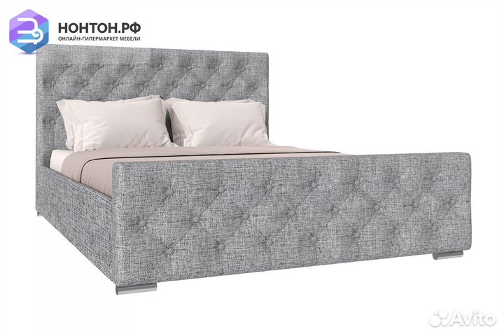Кровать Мишель рогожка серая