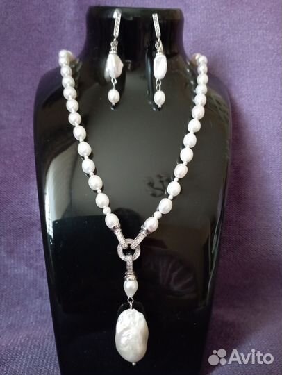 Бусы из жемчуга. ааа класса. Барочный. Серьги