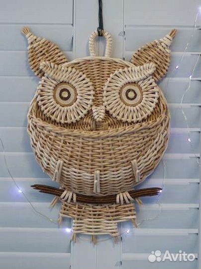 Сова ключница плетёная из бумажной лозы
