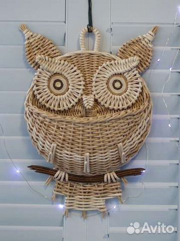 Сова ключница плетёная из бумажной лозы