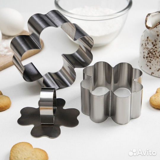 Набор форм для выкладки с прессом «Клевер», 3 шт