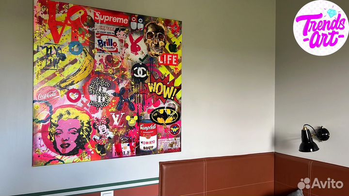 Большие поп стрит арт картины для интерьера купить