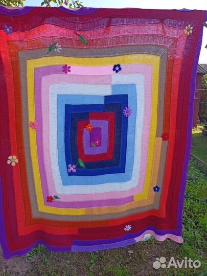 Плед покрывало вязаный спицами