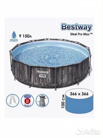 Каркасный бассейн 366 на 100 дерево