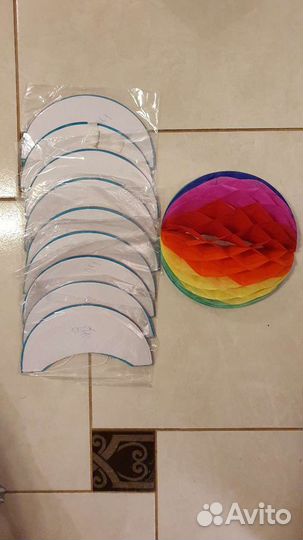 Шар соты, помпоны, фонарики бумажные для декора