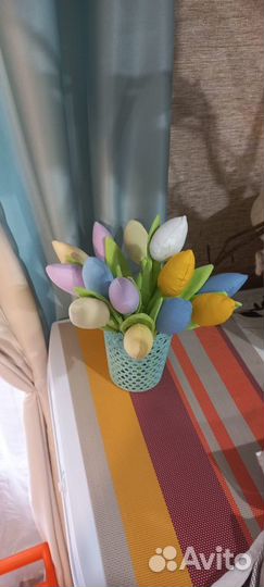 Букет тюльпанов из ткани текстиль ручная работа