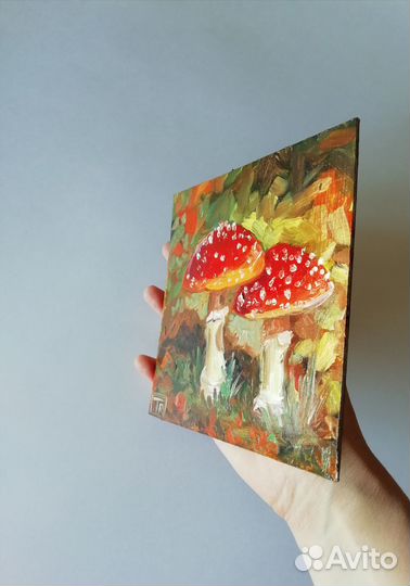 Картина маслом мухоморы