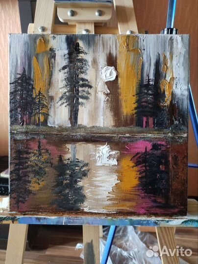 Картина маслом на холсте абстракция пейзаж