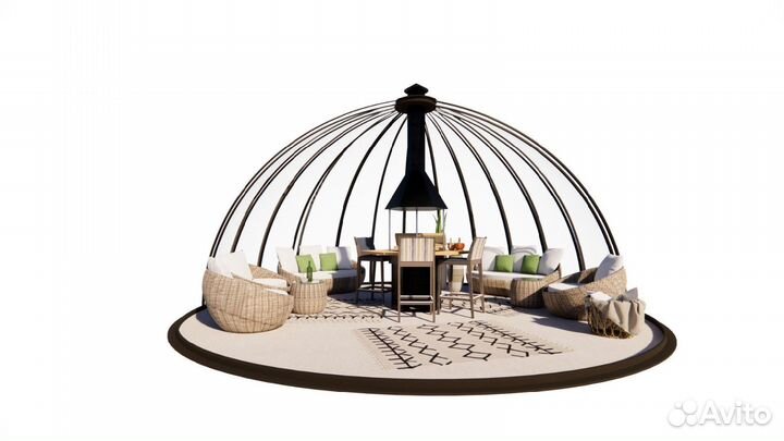 Купольная беседка с гриль зоной