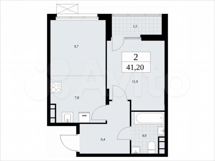 2-к. квартира, 41,2 м², 18/19 эт.