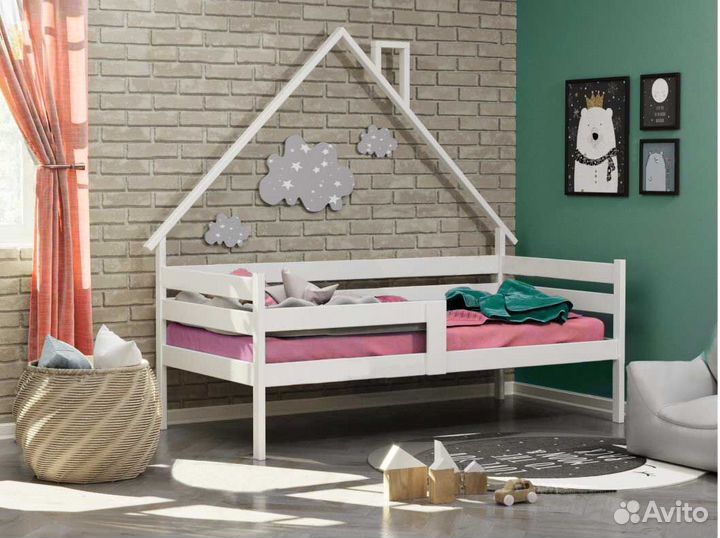 Софа высокий борт Домик для малыша из натурального