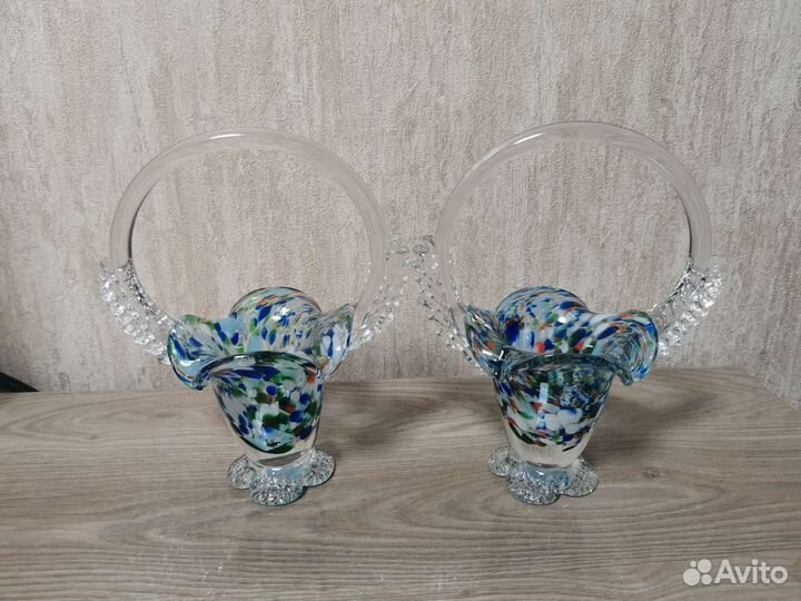 Хрустальная корзинка конфетница