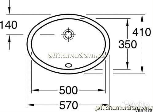Gustavsberg Basic GB1561479801 6147 98 Раковина овальная, модель для установки снизу Смеситель устан