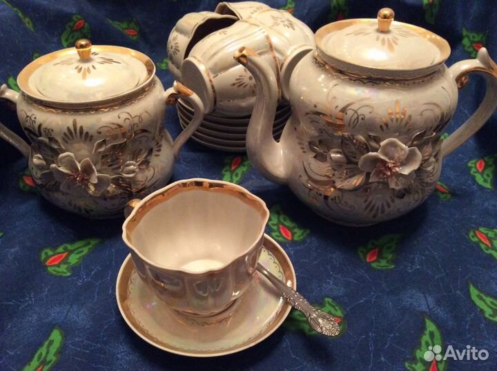 Сервиз кофейный с лепниной / фарфор