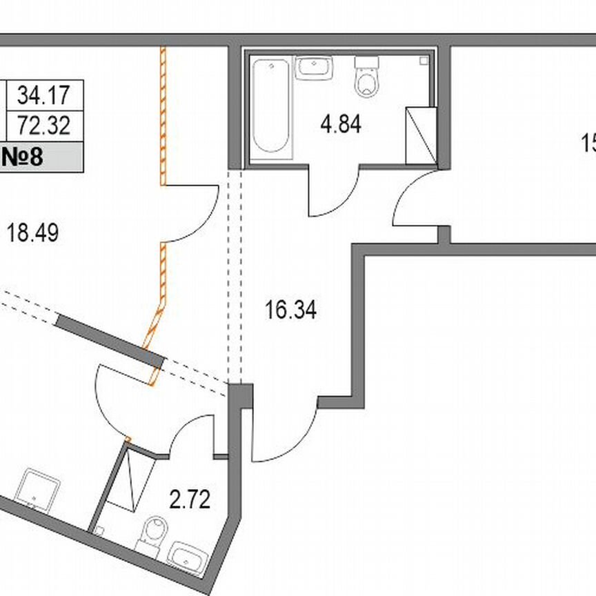 2-к. квартира, 72,1 м², 3/21 эт.