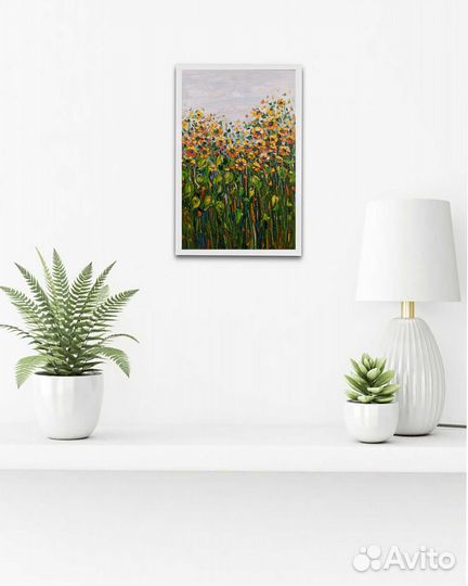 Подсолнухи маслом картина с цветами поле подсолух