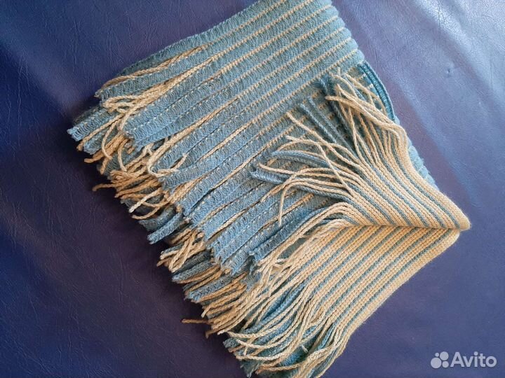 Шарф голубой - салатовый