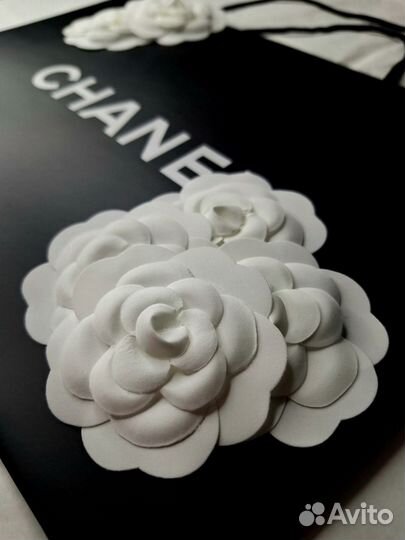Камелия Шанель,белая,тканевая 7см