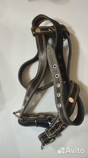 Шлейка для крупной собаки, черная, кожаная