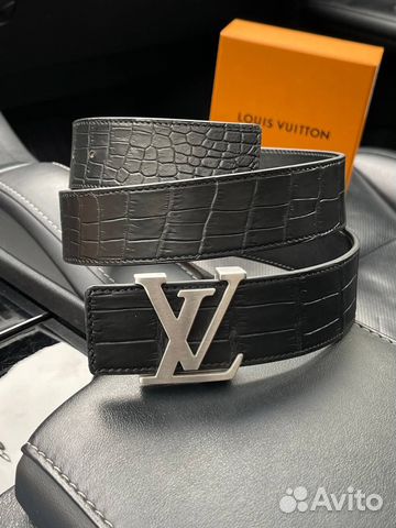 Ремень Louis Vuitton из кожи крокодила, чёрный