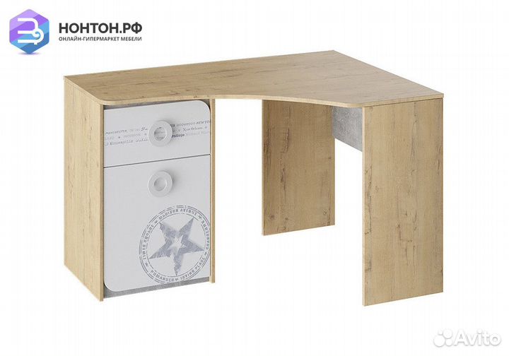 Угловой стол Мегаполис бунратти / белый с рисунком