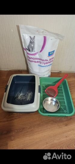 Лотки, наполнитель, лопатка и миска