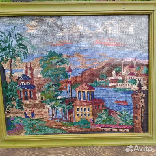 Старинная вышивка крестом Огромная картина СССР