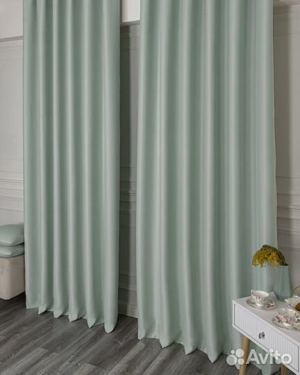 Шторы блэкаут Амадео Пастельный зеленый