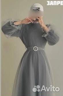 Платье праздничное серое