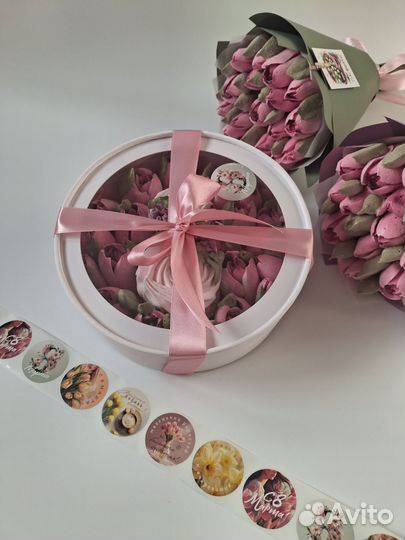 Тюльпаны из зефира на 8е марта