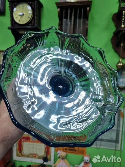 Ваза, фруктовница. СССР. Синее Стекло