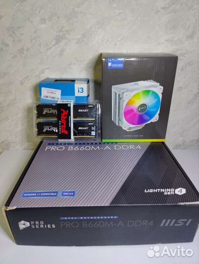Новый комплект i3 12100f+msi b660m-a+16gb+кулер