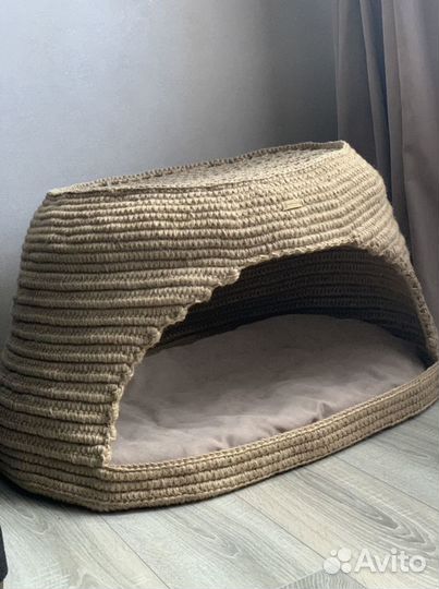 Джутовая лежанка домик для собаки, кошки из джута