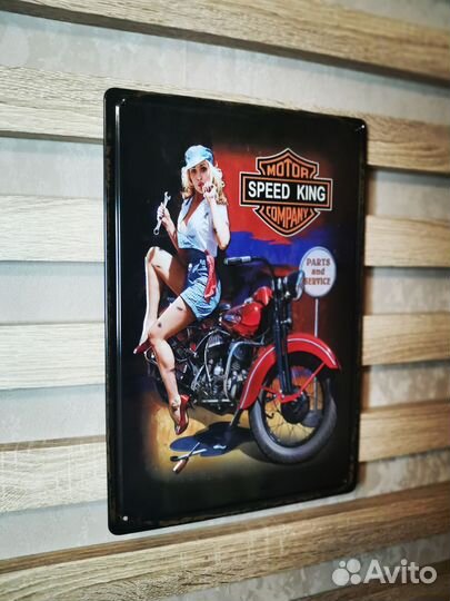 Декор на стену фактурная табличка Speed king мото