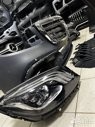 Mercedes benz w222 обвес в рестайлинг с фарами amg