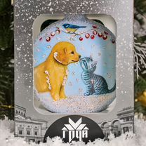 Елочные игрушки шар стекло ручная роспись