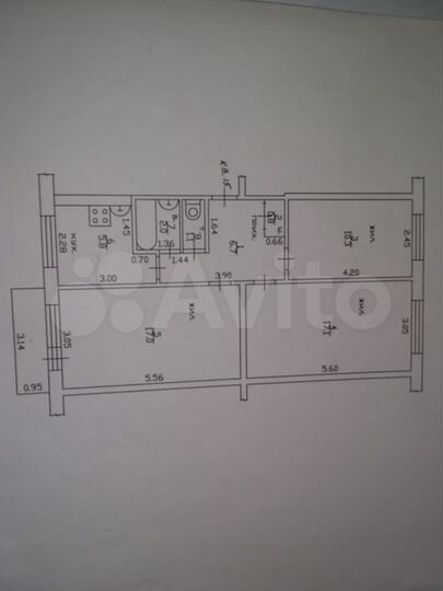 3-к. квартира, 60,2 м², 5/5 эт.